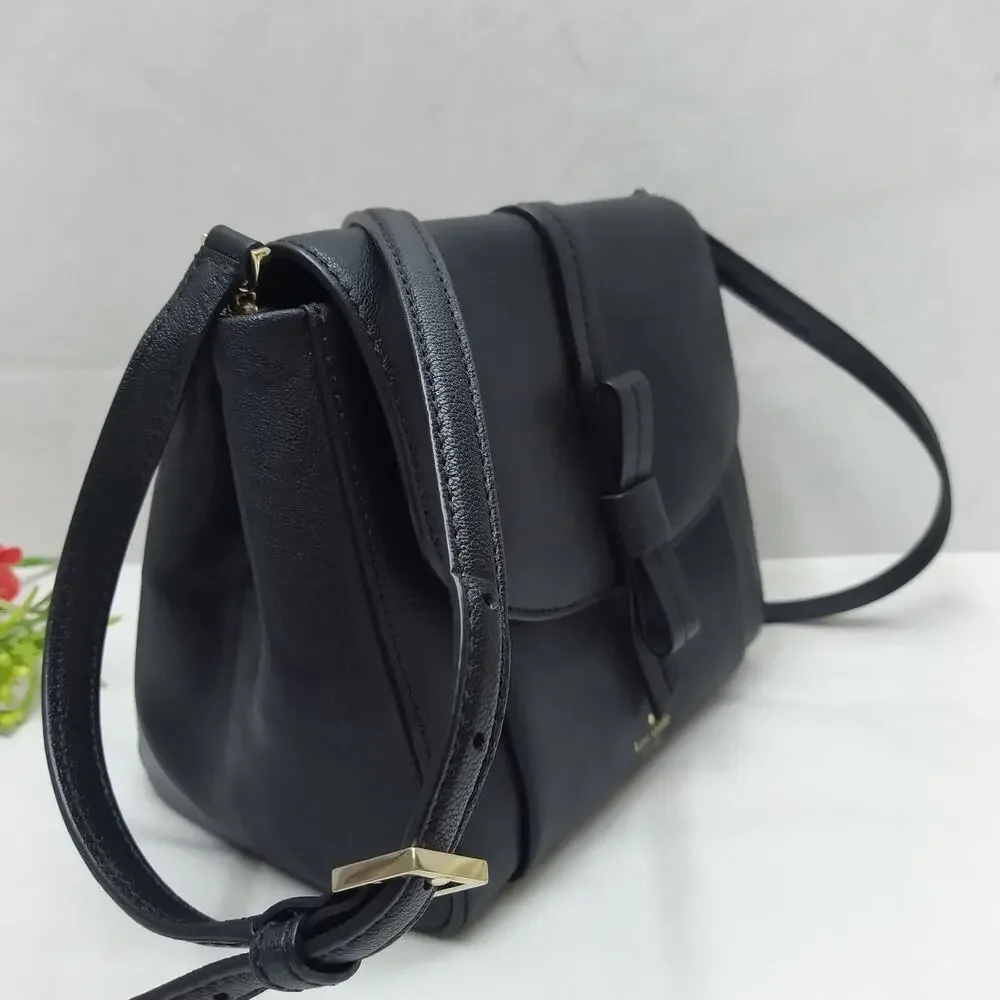 Kate Spade New York Black Leather Flap Closure Crossbody Bag